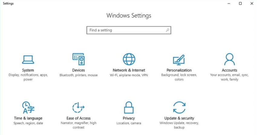 Windows 10 settings-page-hole